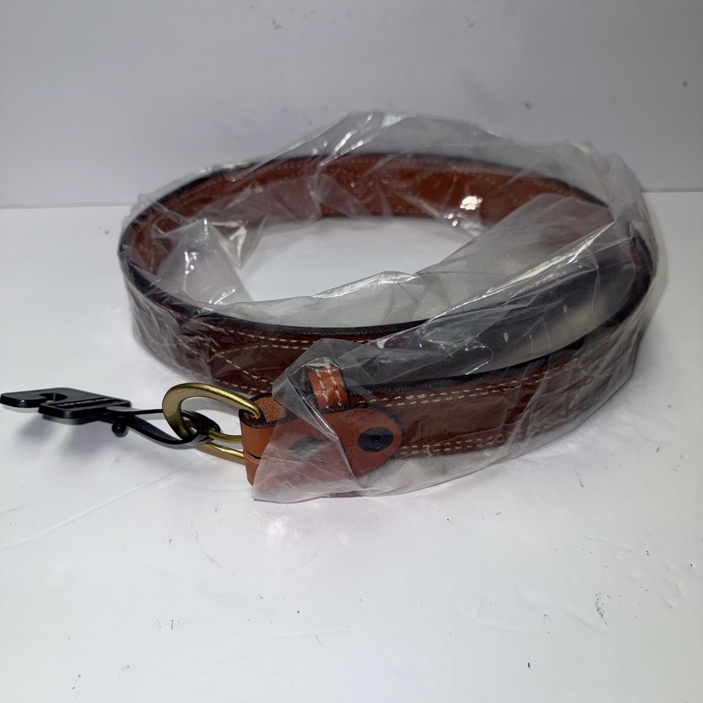 New Bianchi B9 Fancy Stitched Belt Mens 32 Tan Leather Brass Buckle 12286